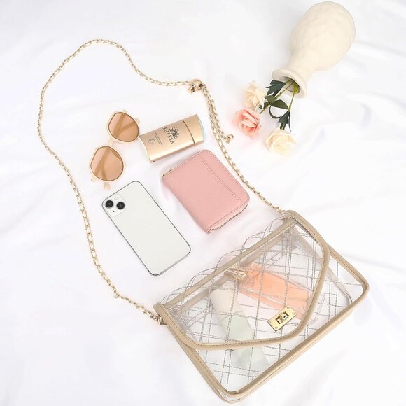 Clear Bag for Stadium Events Clear Purse for Women Quilted PVC Clear Crossbody B - Picture 5 of 6